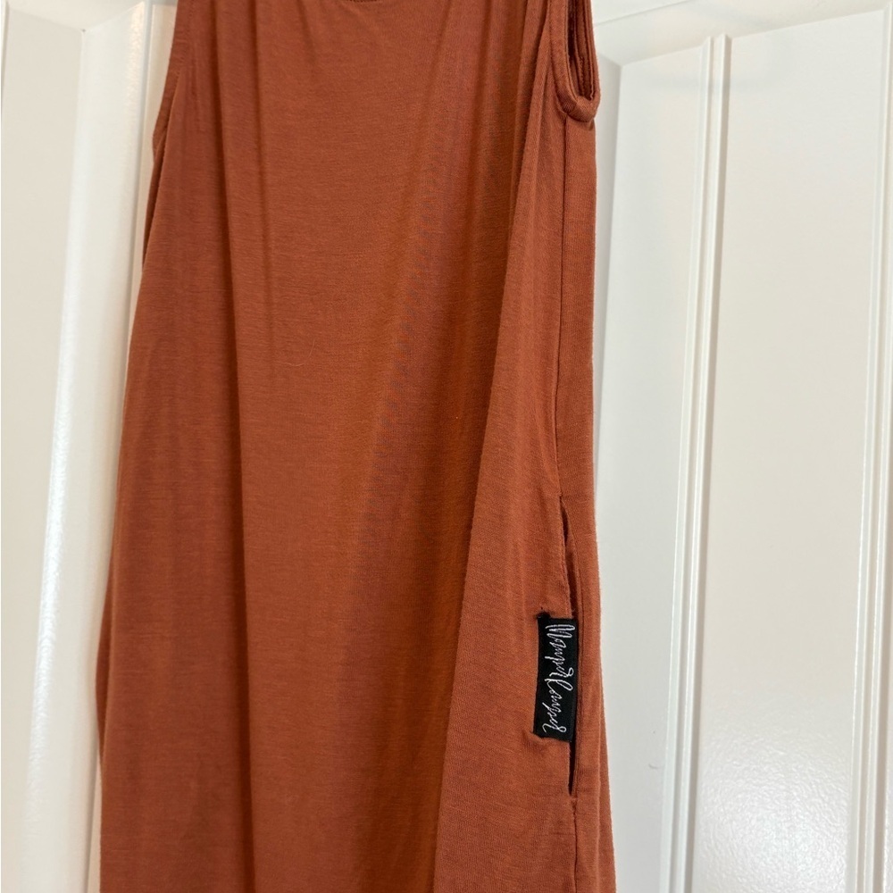 Momper Romper Terracotta Burnt Orange One Piece Harem Pant Jumpsuit 2T-3t - Picture 3 of 6